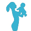 Small icon image of a woman with baby